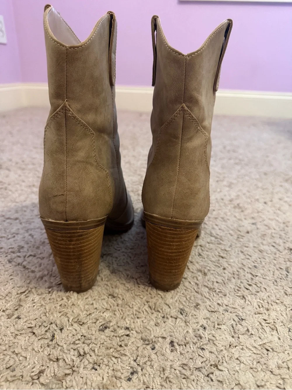 Steve Madden Taupe Pointed-Toe Mid-Calf Booties